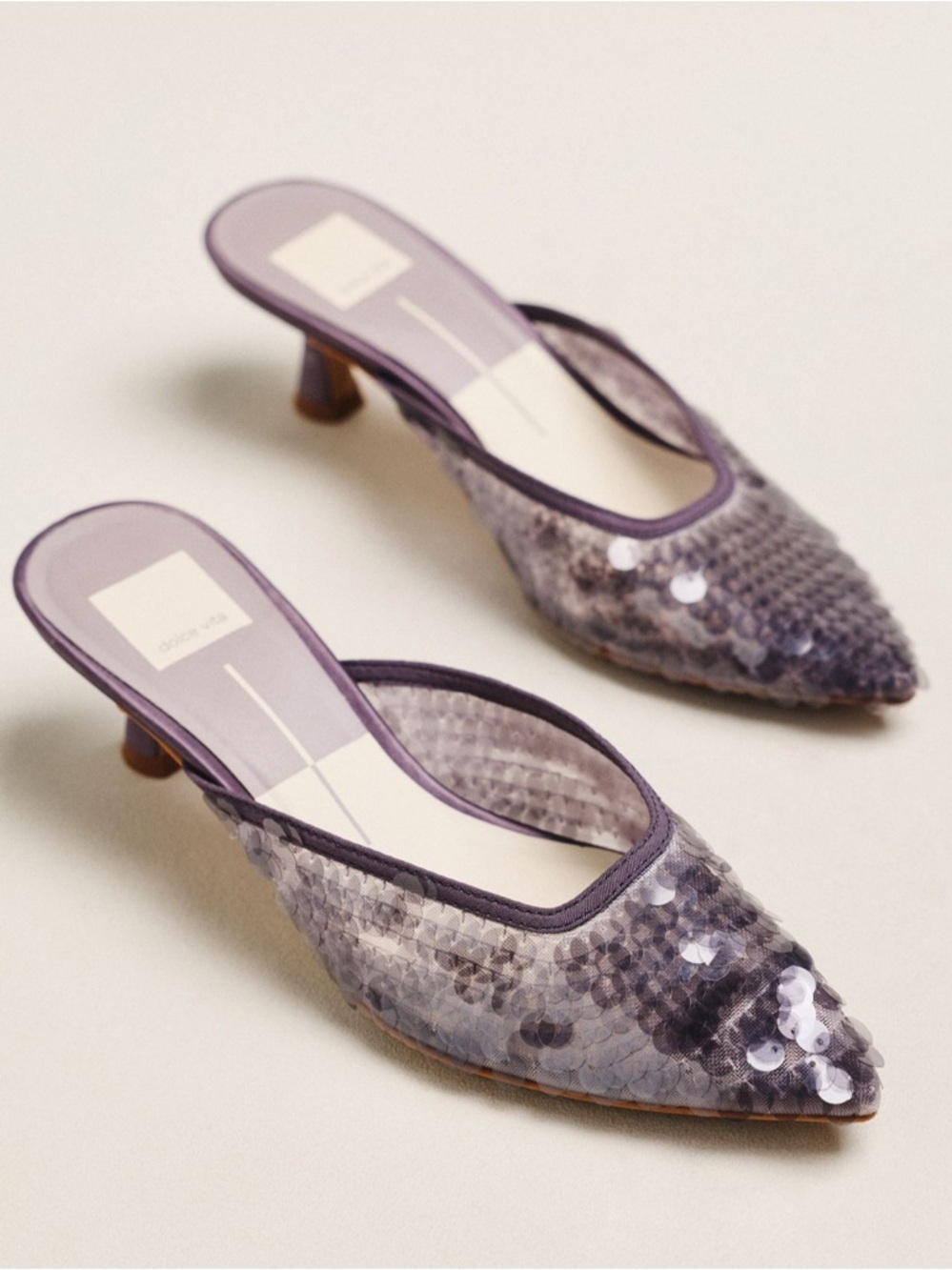 Dolce Vita Cleo Sequin Mule Kitten Heels NWT